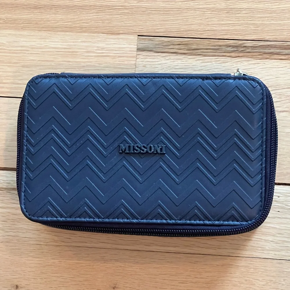 Missoni With Travel Necessities Navy Zigzag pattern travel/cosmetic bag.